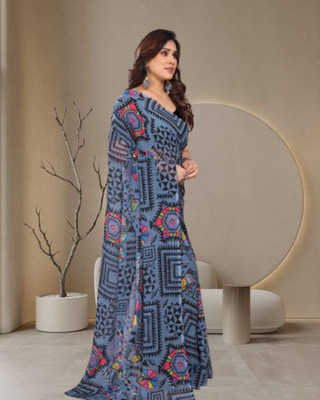 Jayu Printed Bollywood Georgette Saree(Grey)