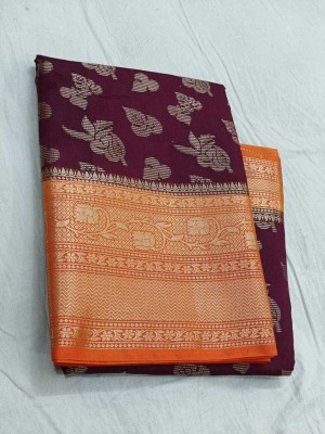 Muskan Fashion House Woven Banarasi Silk Blend Saree(Brown)