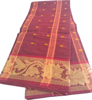 Kanika Fashion Self Design Tant Pure Cotton Saree(Maroon)