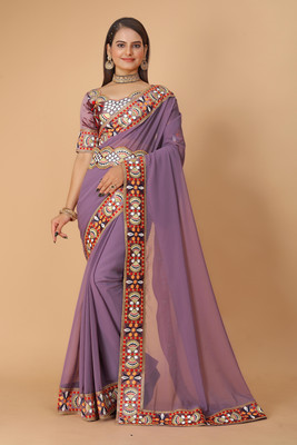 Tejal Creation Self Design Bollywood Georgette Saree(Magenta)