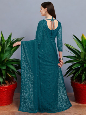 NEXA Self Design Bollywood Net Saree(Blue)