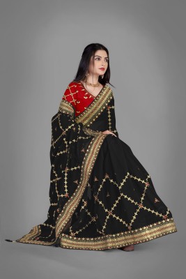 Jhilmil Fashion Embroidered Bollywood Georgette Saree(Black)