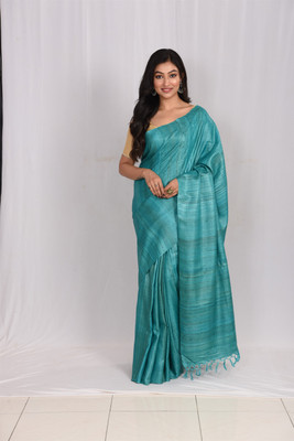 Jharcraft Self Design Handloom Tussar Silk Saree(Light Green)