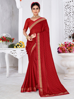 ANOUK Printed Banarasi Pure Silk Saree(Red)