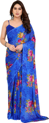 Priyashi Printed Daily Wear Georgette Saree(Blue)