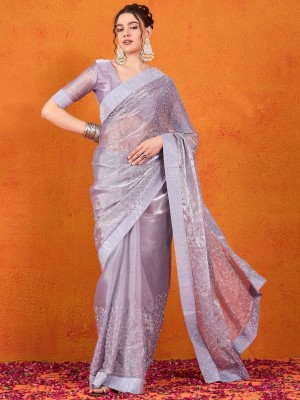 Urbanari Woven, Self Design Bollywood Silk Blend, Jacquard Saree(Purple)