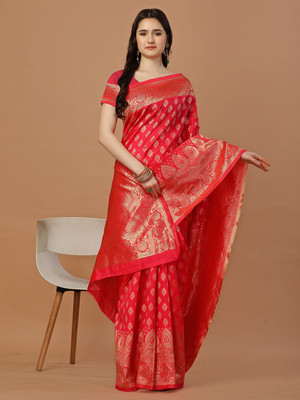 Divastri Woven, Self Design Kanjivaram Pure Silk, Jacquard Saree(Red)
