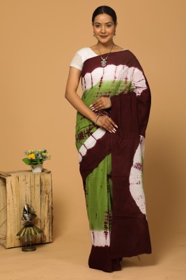 NIKHILAM Printed Daily Wear Pure Cotton Saree(Brown)