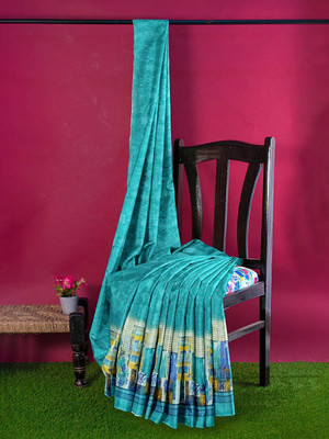 Sadhavi Printed Bandhani Georgette Saree(Blue)