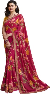 RAJESHWAR FASHION Floral Print Bollywood Georgette Saree(Red)