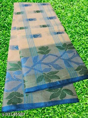 Sthaker Self Design Tant Cotton Blend Saree(Grey)