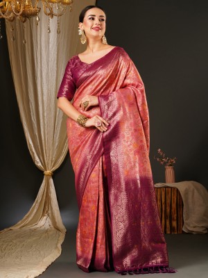 Sareemall Woven Banarasi Satin Saree(Pink)