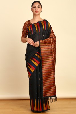 soch Printed Daily Wear Silk Blend Saree(Black)