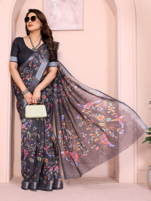 Soor Panchi Self Design Banarasi Cotton Blend Saree(Black)