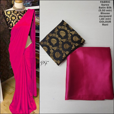 Arpita Fashion Solid/Plain Mysore Silk Blend Saree(Pink)
