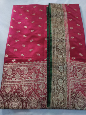 Aaradhya Creation Self Design Banarasi Nylon Saree(Pink)