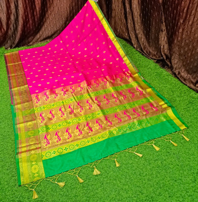 Spewim Woven Kanjivaram Art Silk Saree(Pink)
