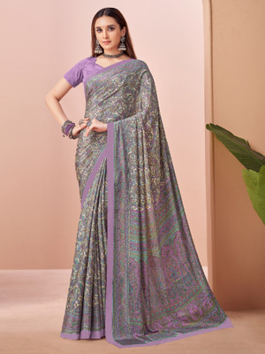 Divastri Floral Print, Geometric Print, Digital Print, Printed Bollywood Crepe Saree(Multicolor)