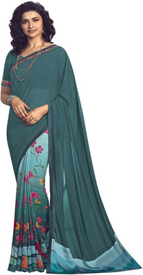 ROOP SUNDARI SAREES Printed Bollywood Georgette Saree(Dark Blue)