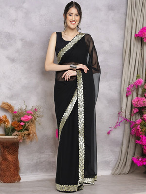 NIRMOHIFASHION Self Design Bollywood Georgette Saree(Black)