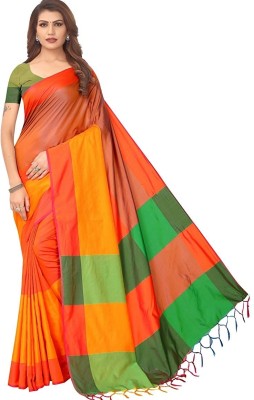 Vijaylaxmi Self Design Banarasi Tussar Silk, Silk Blend Saree(Orange)