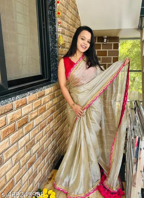 Amavii Solid/Plain Bollywood Georgette Saree(Cream)