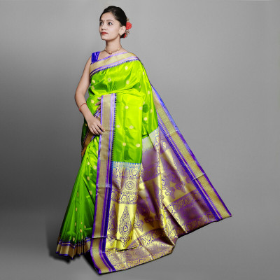 Spewim Woven Paithani Art Silk Saree(Light Green)