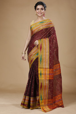 Bong ButiQ Self Design Tant Handloom Pure Cotton Saree(Multicolor)