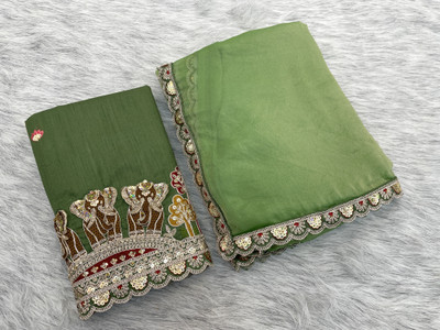 K 5 FASHION Embellished, Embroidered Bollywood Jimmy choo Saree(Light Green)