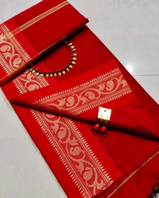 Sia Saree Bazaar Printed Handloom Cotton Silk Saree(Pack of 2, Red)