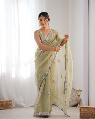 Moda Rapido Embroidered Bollywood Georgette Saree(Light Green)