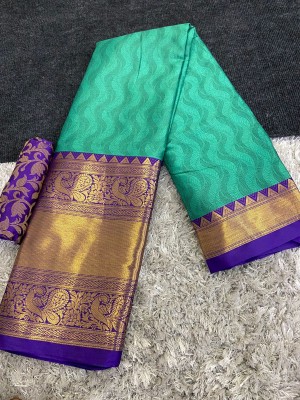 Divastri Printed Leheria Cotton Silk Saree(Purple)