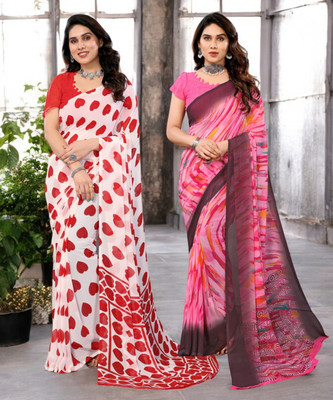 Moda Rapido Printed Bollywood Georgette Saree(Pack of 2, Multicolor)