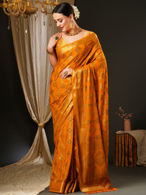 Sareemall Woven Banarasi Satin Saree(Mustard)