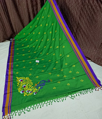 Spewim Woven Ilkal Cotton Blend Saree(Green)