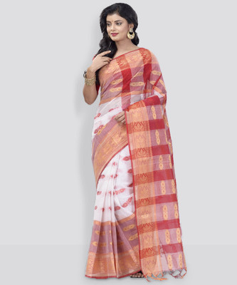 Ruuprekha Solid/Plain Tant Pure Cotton Saree(Multicolor)