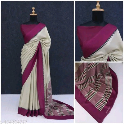 SimSim Trendz Printed Daily Wear Polyester Saree(Cream)