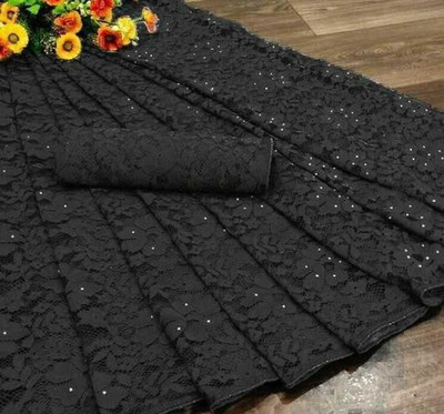 Suali Embellished Bollywood Net Saree(Black)