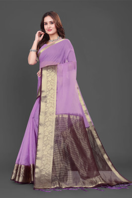 Aarunika BS Solid/Plain Bollywood Organza Saree(Purple)