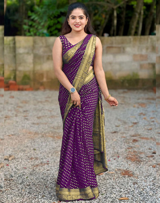 Samah Woven, Embellished Banarasi Jacquard, Silk Blend Saree(Magenta, Gold)