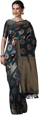 Divastri Woven Banarasi Silk Blend Saree(Light Blue)