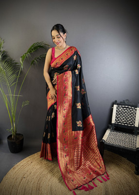 LeeliPeeri Designer Woven, Printed Banarasi Cotton Silk Saree(Multicolor)