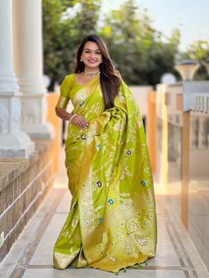 RUPAL CREATION Woven Bollywood Silk Blend Saree(Light Green)