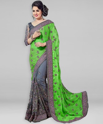 Divastri Embellished Bollywood Art Silk, Net Saree(Light Green)