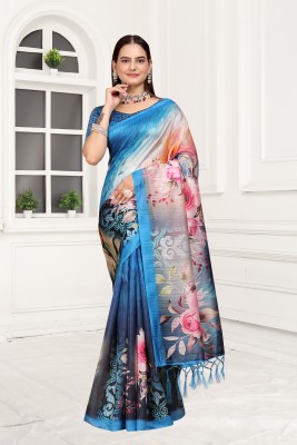 Pranamita Digital Print Bollywood Silk Blend Saree(Multicolor)