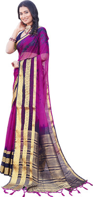 Aarunika IC Solid/Plain Bollywood Organza Saree(Purple)