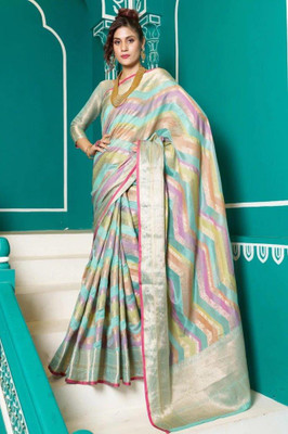 SGF11 Self Design Handloom Organza Saree(Blue)