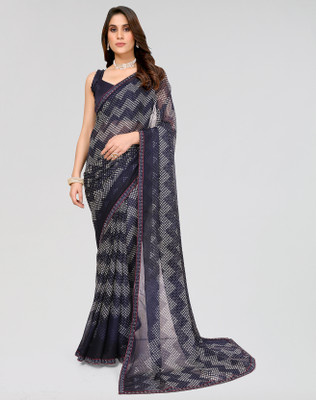 ANIRAV Printed Bollywood Georgette Saree(Blue)