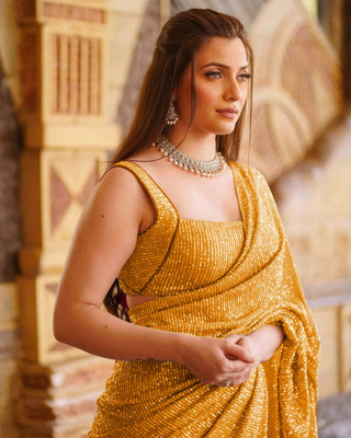 shyamlata Embellished Bollywood Georgette Saree(Gold)