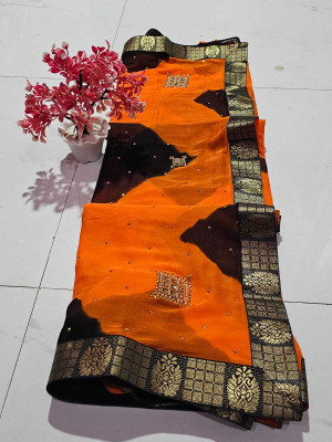 NeeLKANTH ENTERPRISE Embellished Bollywood Chiffon Saree(Orange)